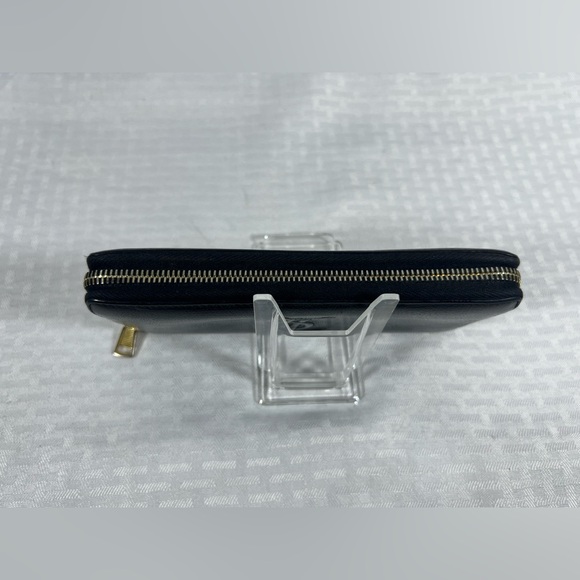 1140: Saint Laurent YSL Black Zip Around Leather Wallet - Picture 3 of 9